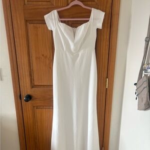 Lulu's White Off-Shoulder Wedding Dress